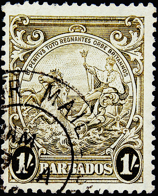 Барбадос 1938 год . Мифология , колесница . 1,0 sh . Каталог 3,20 €.  